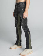 Armor Jeans Distressed Star Stacked Black/Brown | AR711