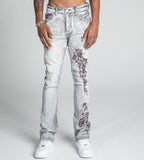 Lace Faded Wash Stacked Jeans | AJ27SK