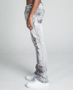 Lace Faded Wash Stacked Jeans | AJ27SK