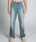 Armor Jeans Ripped Blue Thread Loose Fit Jeans AJ02L
