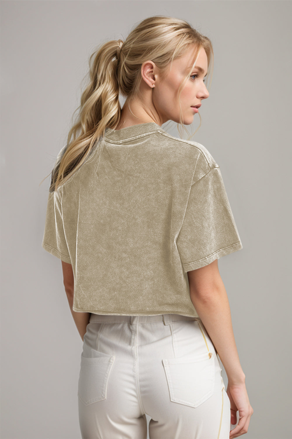 Washed Short Sleeve Cropped T-Shirt