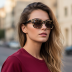 Bonnie Sunglasses Polished Leopard and Polished Black | Bronze Gradient Lens