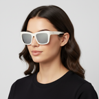 Bonnie Sunglasses Polished Ivory Fade | Light Blue Chrome Flash Lens