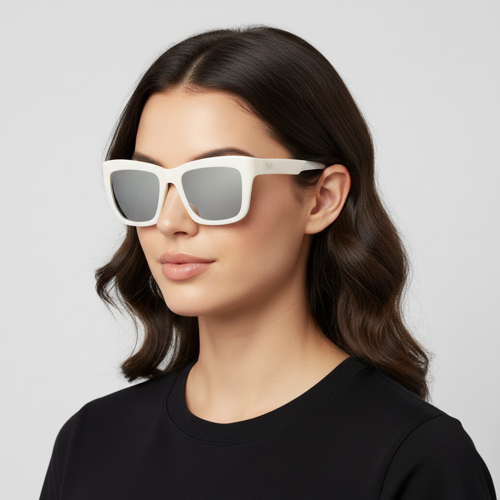 Bonnie Sunglasses Polished Ivory Fade | Light Blue Chrome Flash Lens