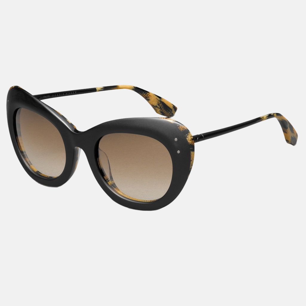 IVI Sunglasses Faye Matte Black Polished Leopard | Bronze Gradient Lens