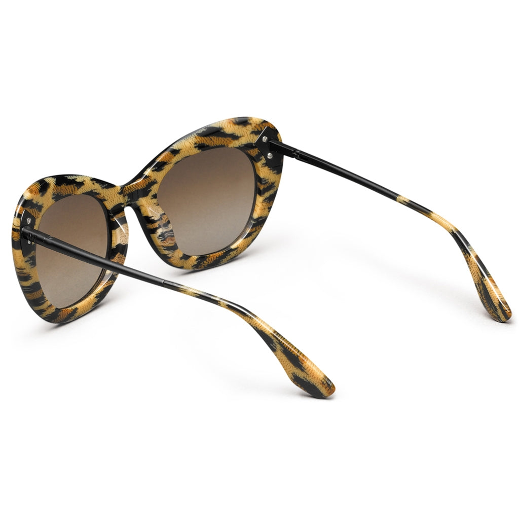 IVI Sunglasses Faye Matte Black Polished Leopard | Bronze Gradient Lens
