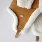Merino Wool Warm Earmuffs Genuine Leather Aviator Hat