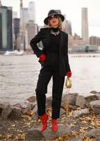 Black Pinstripes Suit Pants