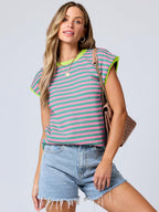 Contrast Cap Sleeve Sweater