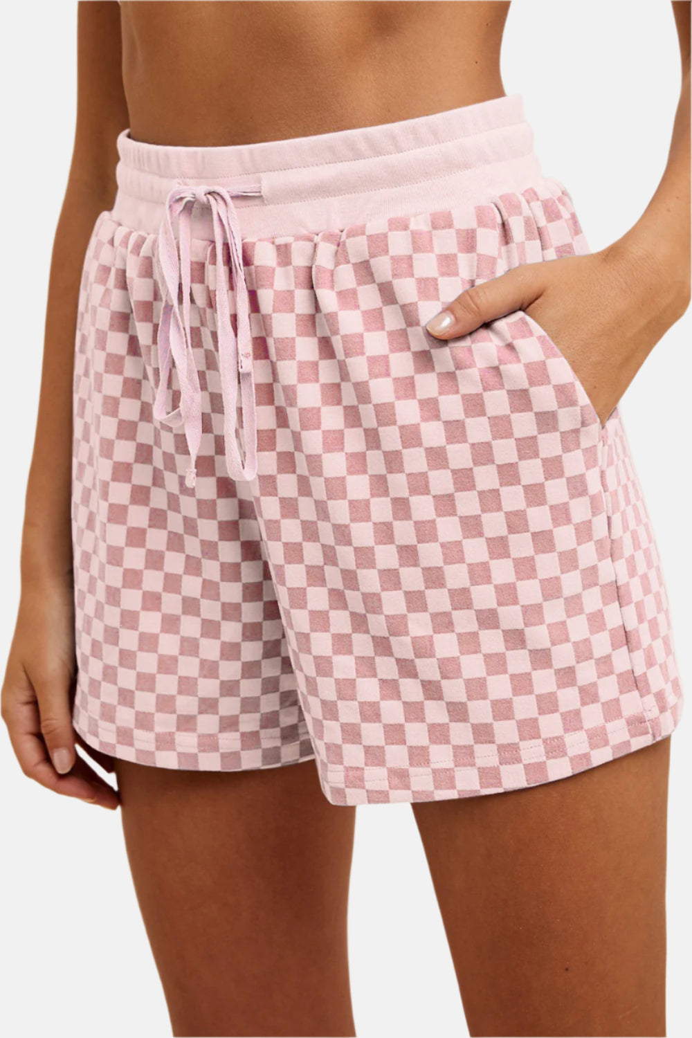 Blush Pink Checkered Top and Shorts Set