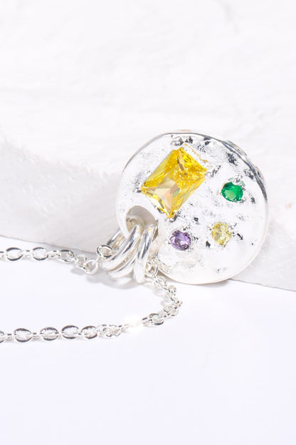 Multicolored Zircon Round Pendant Necklace