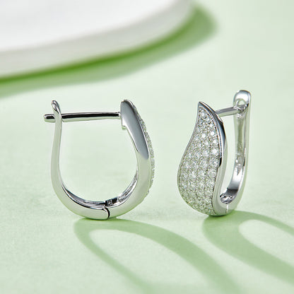 Leaf Huggie Earrings 0.5 Cttw Moissanite