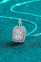 Pink Accent 1 Ct Moissanite Geometric Pendant Necklace
