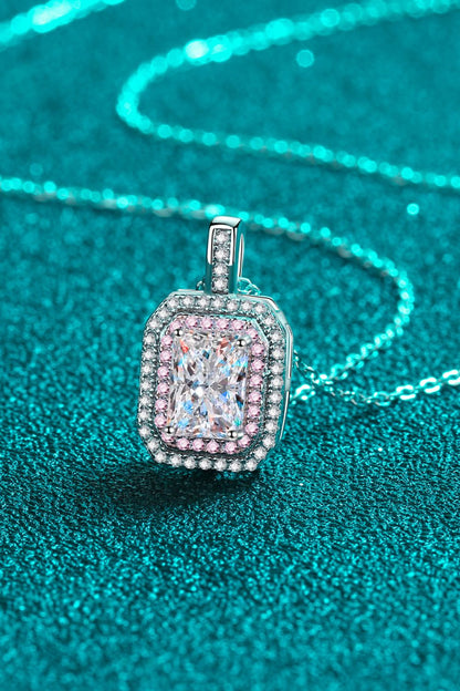 Pink Accent 1 Ct Moissanite Geometric Pendant Necklace