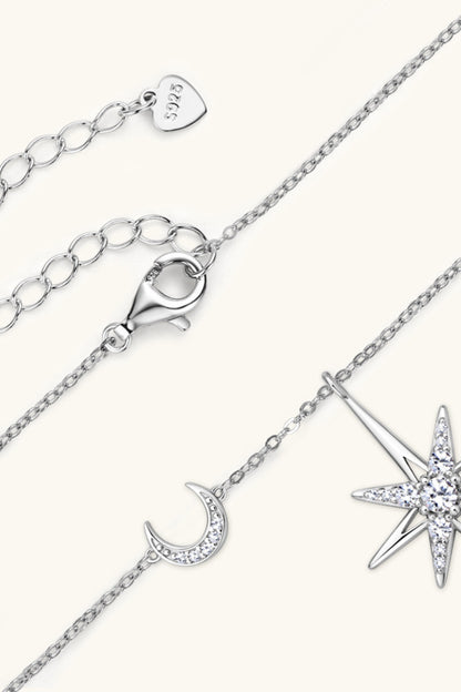 Star & Moon Silver Pendant Necklace