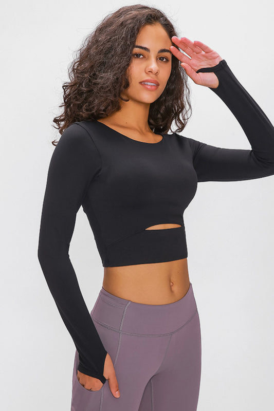 Long Sleeve Crop Top with Sports Strap