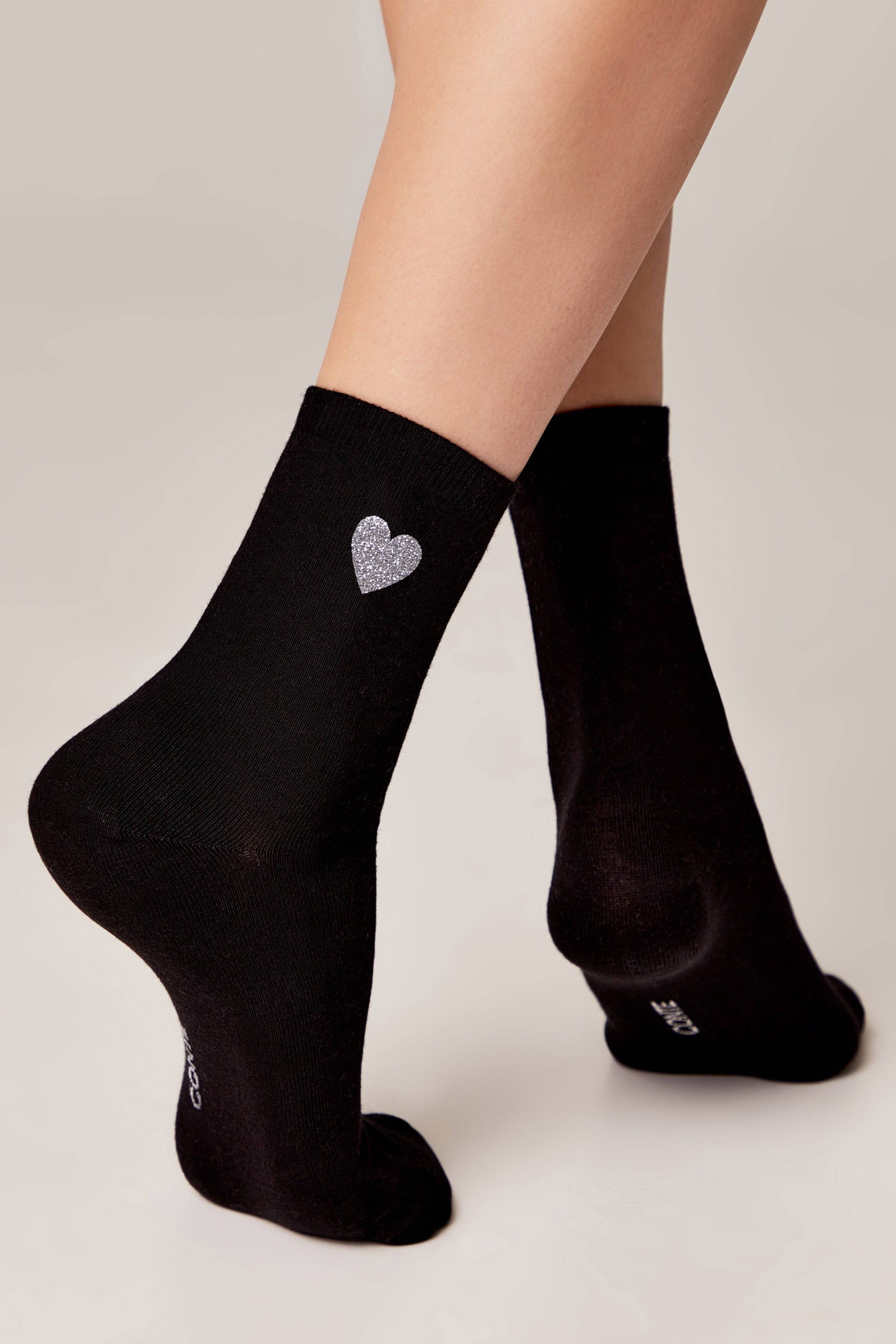 Cotton Socks Conte Classic 427 Shimmering Heart Pattern