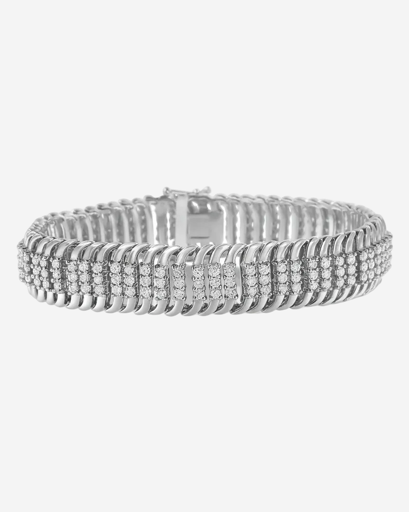 14K White Gold 5.0 Cttw Round Brilliant Cut Diamond 7" Tennis Bracelet