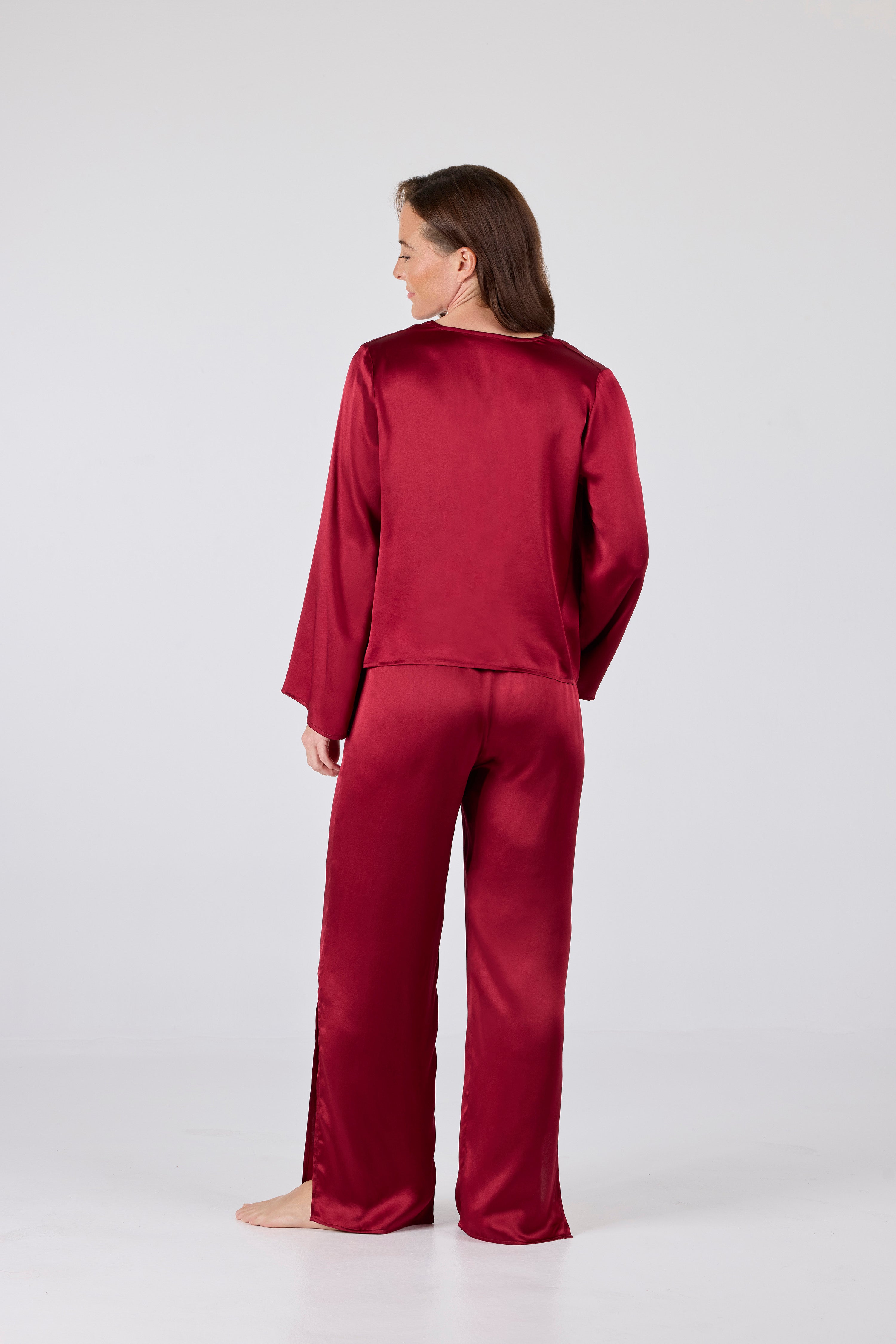 Amelia Silk Lounge Set Dark Red