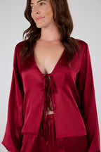 Amelia Silk Lounge Set Dark Red