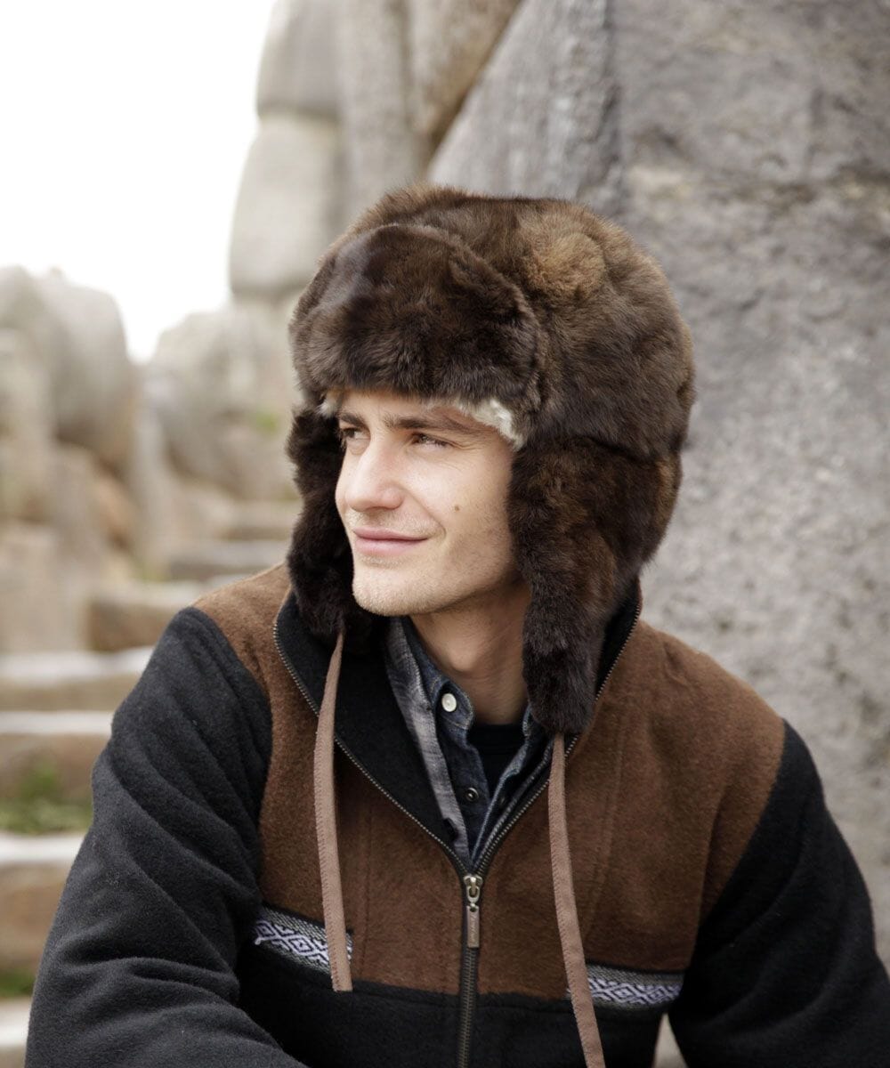 Baby Alpaca RCMP Fur Hat with Earflaps Chullo