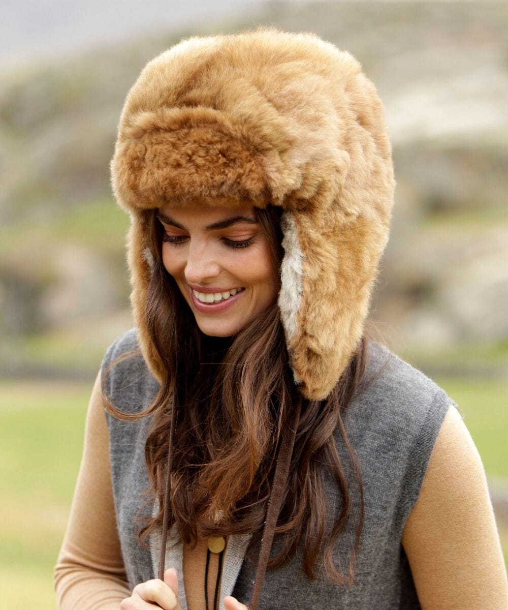 Baby Alpaca RCMP Fur Hat with Earflaps Chullo