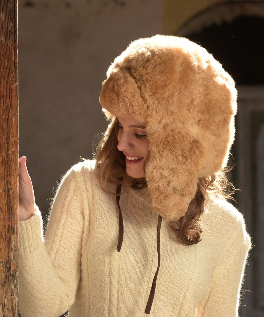 Baby Alpaca RCMP Fur Hat with Earflaps Chullo