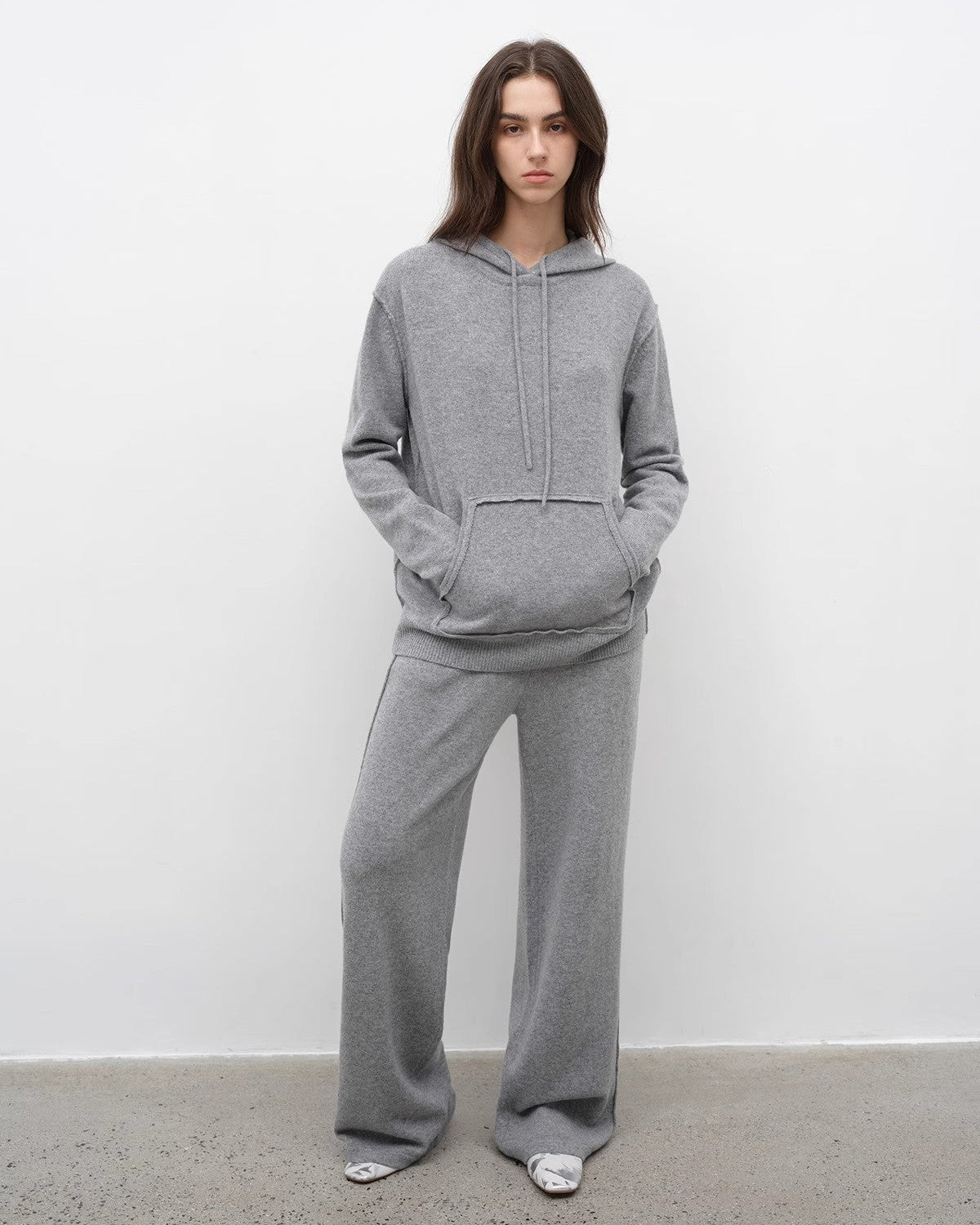 ‘Relaxed Encounter’ Wool Knit Hoodie and Straight-Leg Leisure Pants