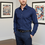 Anthony Button-Up Shirt with Contrast Details Navy | Regular Fit