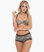 Women's Camo Hunting Boyshort Panty | Mossy Oak Black Underwear Wilderness Dreams