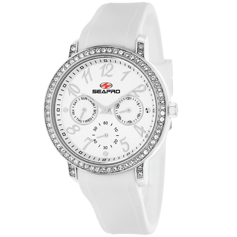 Seapro Women's Watch Swell D-Crystal | SS Silver & White | Silicone