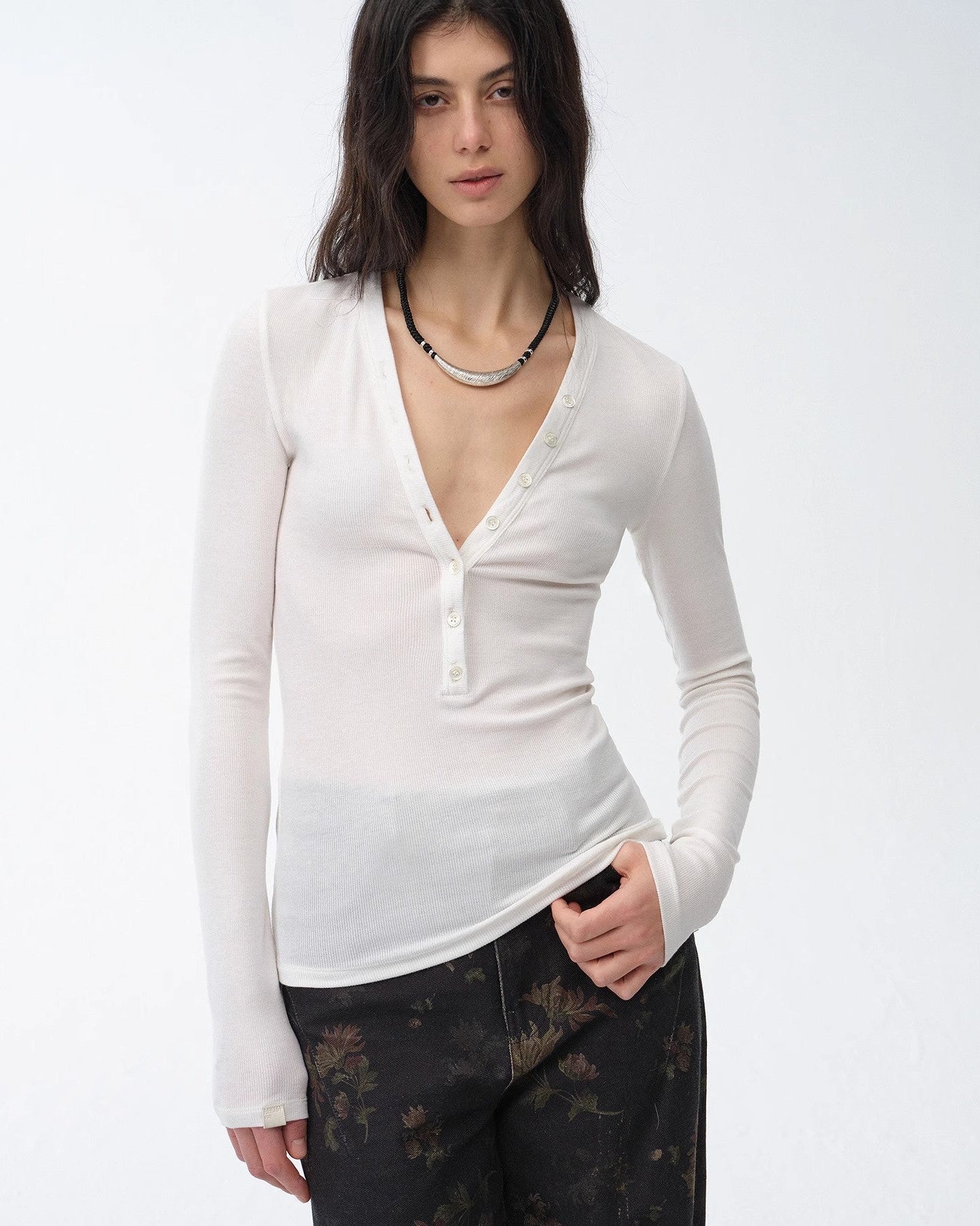 FireladyFur Slim Fit Tencel Wool Women's Henley Shirt
