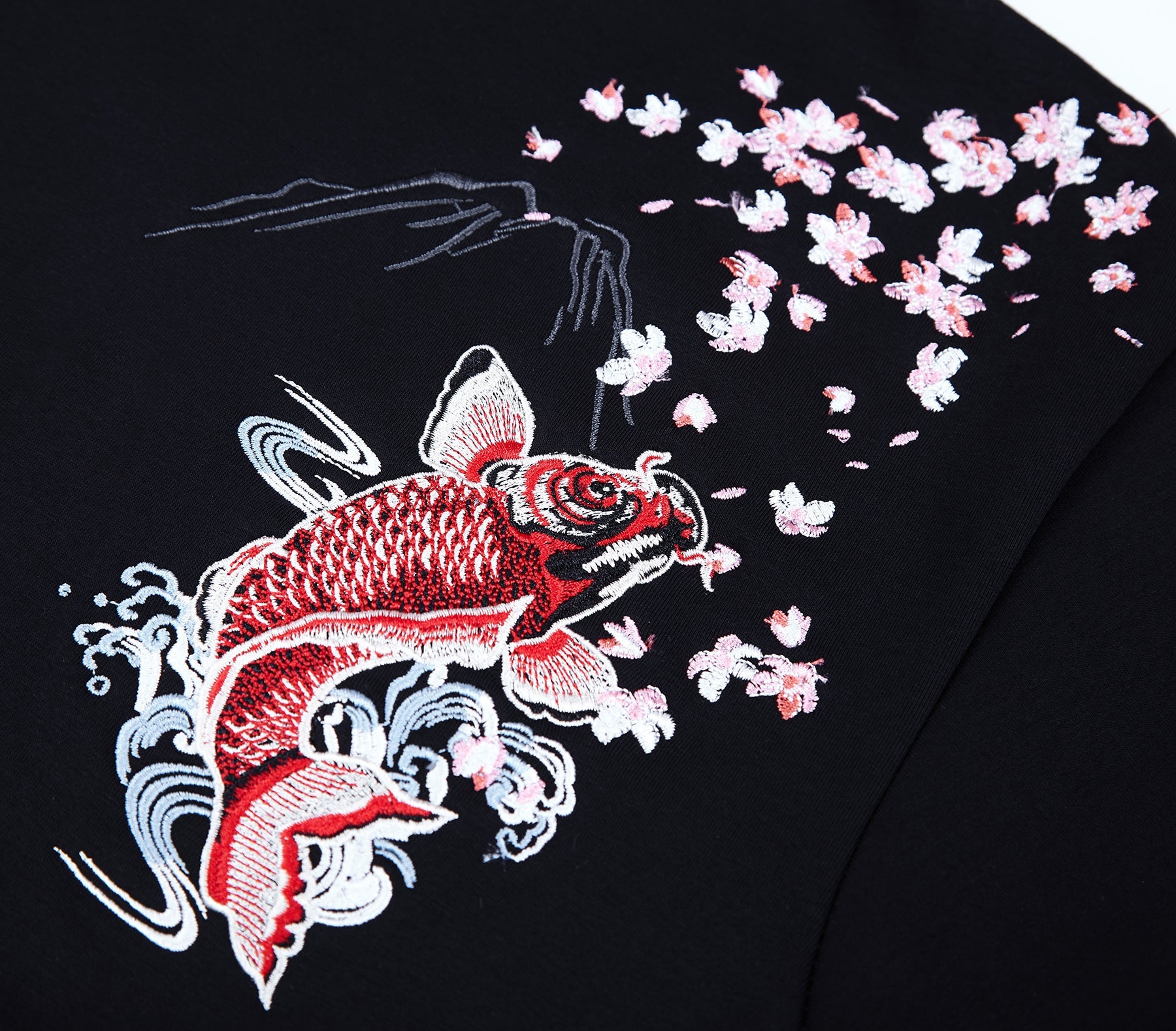 Red Koi Embroidery Hoodie | KH9197