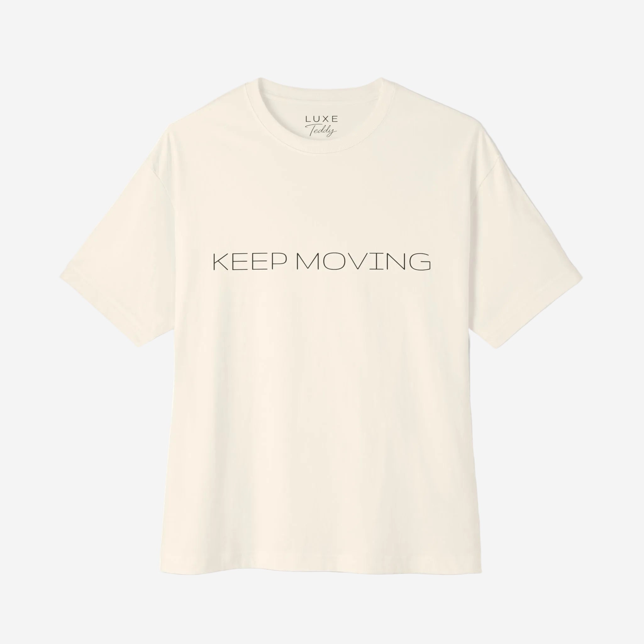 Luxe Teddy Oversized 'KEEP MOVING' Boxy Tee | 1023