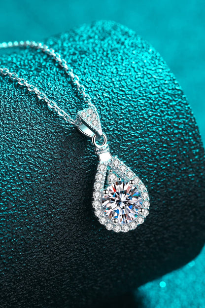 Teardrop Pendant Necklace 2 Ct Moissanite