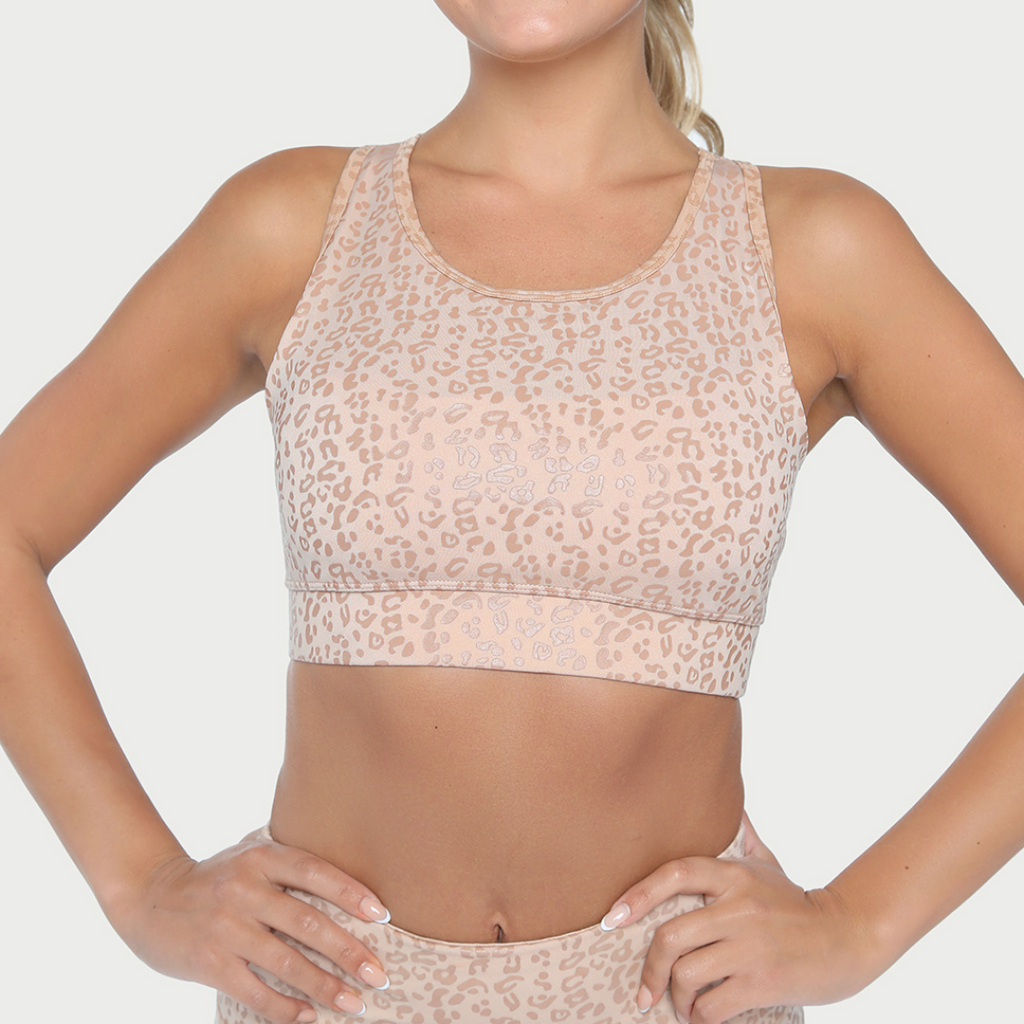 Metallic Cheetah Active Sports Bra
