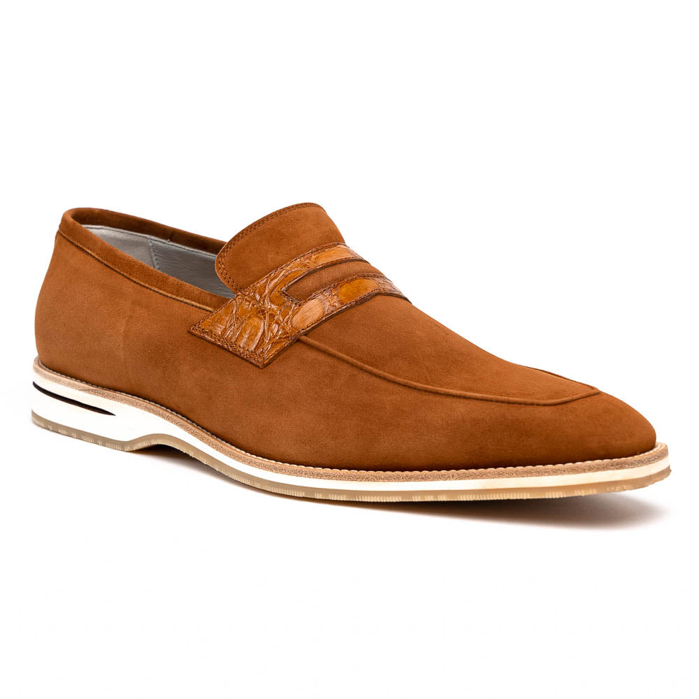 Sueded Goatskin Penny Loafer Cognac