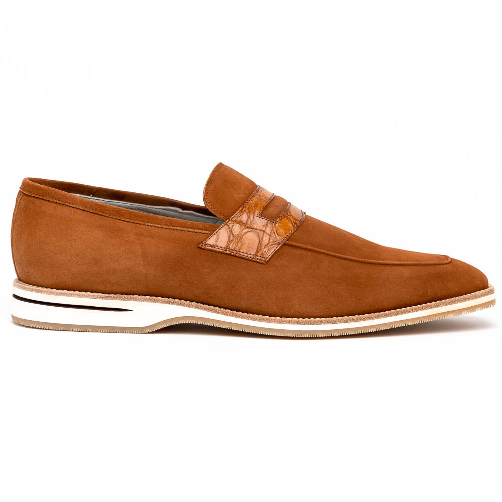 Sueded Goatskin Penny Loafer Cognac