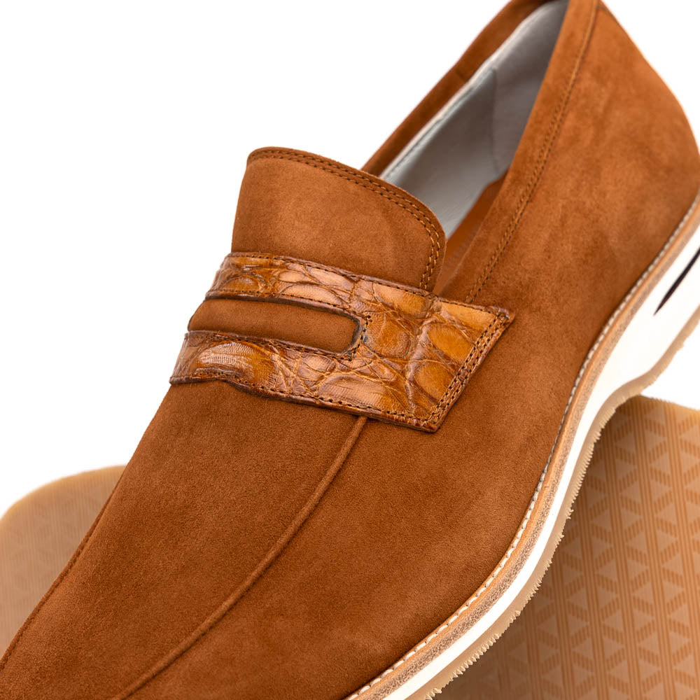 Sueded Goatskin Penny Loafer Cognac