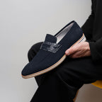 Sueded Goatskin Penny Loafer Navy