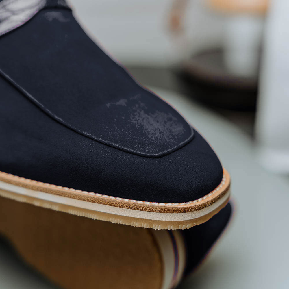 Sueded Goatskin Penny Loafer Navy