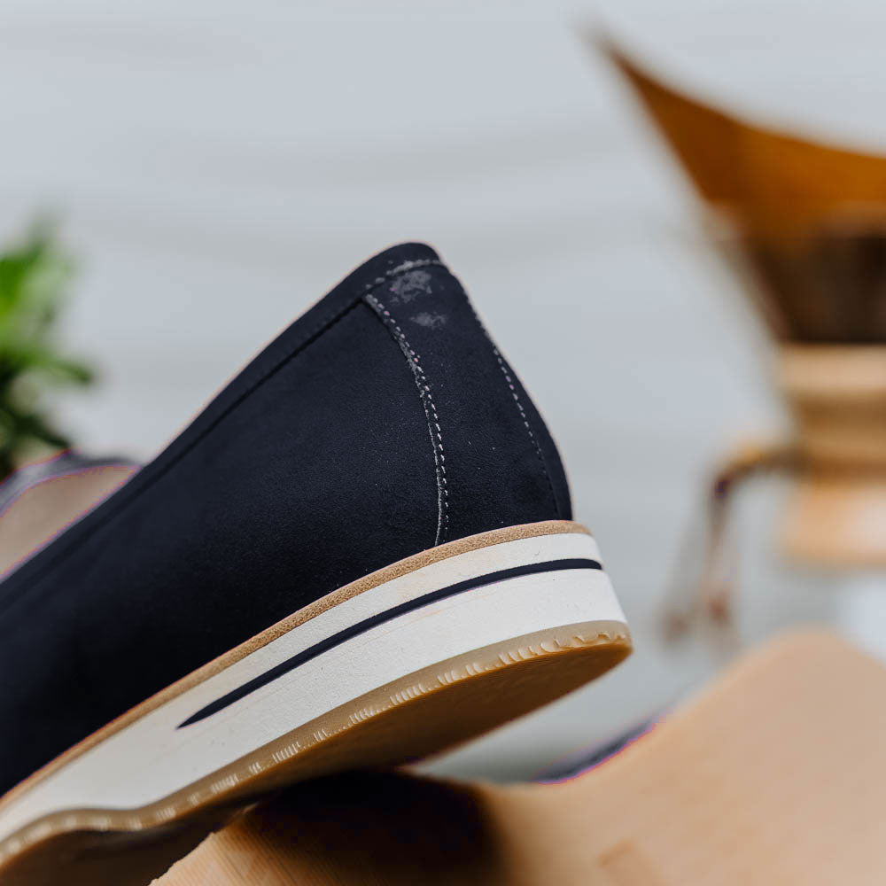Sueded Goatskin Penny Loafer Navy