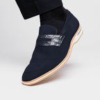 Sueded Goatskin Penny Loafer Navy