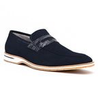 Sueded Goatskin Penny Loafer Navy
