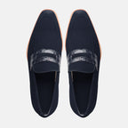 Sueded Goatskin Penny Loafer Navy