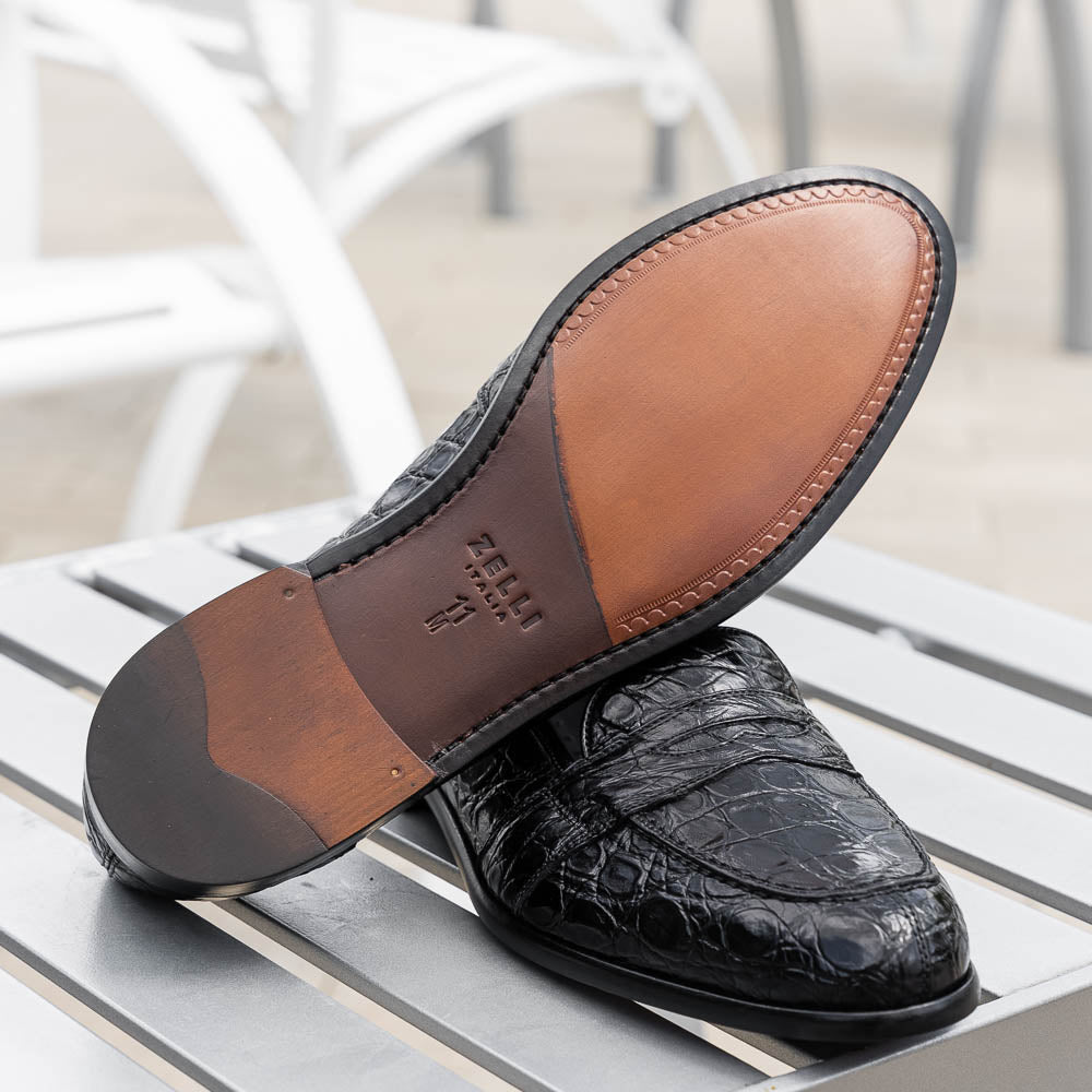 Tuscany Crocodile Penny Loafer | Black