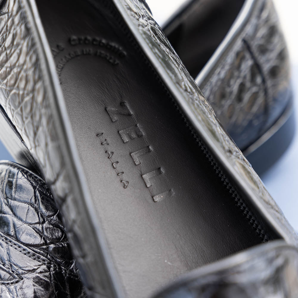 Tuscany Crocodile Penny Loafer | Black
