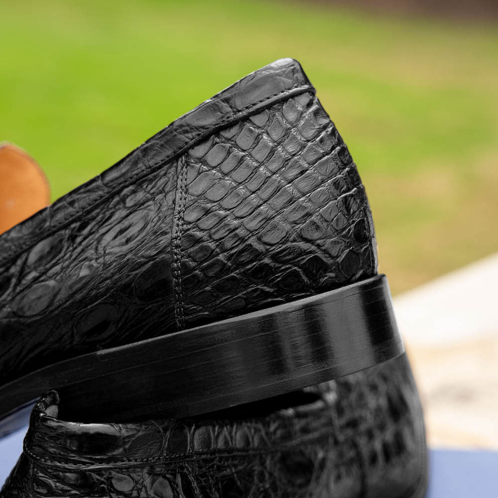 Roma Crocodile Penny Loafer | Black