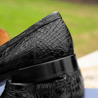 Roma Crocodile Penny Loafer | Black
