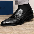 Roma Crocodile Penny Loafer | Black
